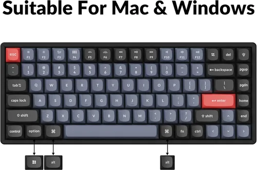 Vista 8 de Keychron K2 Pro Teclado mecánico RGB inalámbrico y con cable con interruptor rojo K Pro intercambiable en caliente macro programable QMKVIA 75
