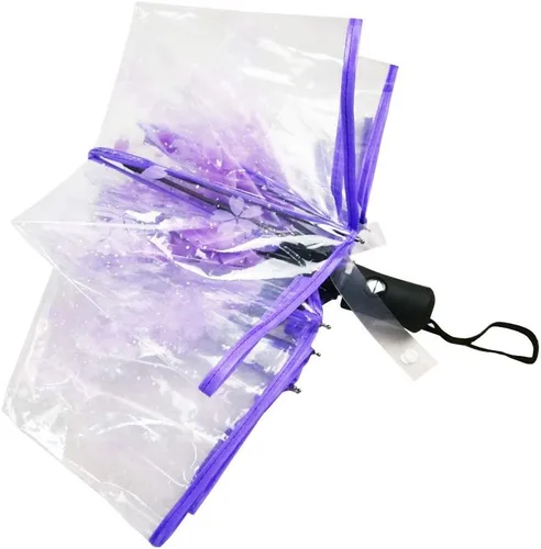 Vista 4 de WerFamily Cherry Blossom - Sombrilla de viaje plegable transparente