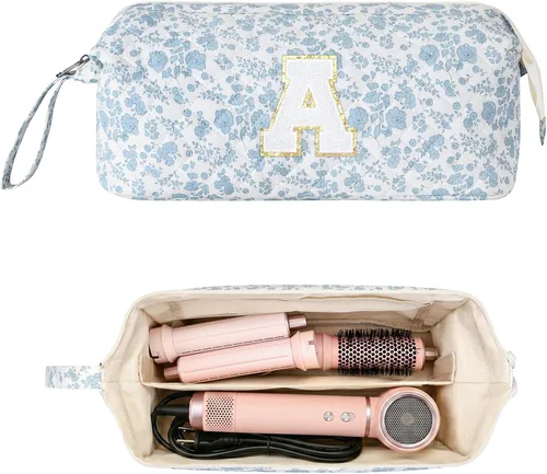 Vista 27 de Bolsa de viaje para herramientas para el cabello con inicial compatible con Estampado de leopardo