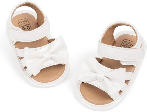 Vista 48 de Meckior Sandalias de verano con punta abierta y suave de piel sintética para bebés y niñas pequeñas