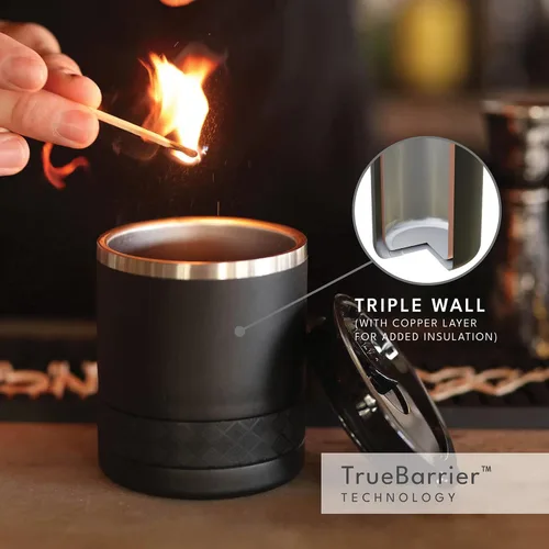 Vista 7 de Elemental Recess Vaso bajo de 10 oz, taza de acero inoxidable de triple pared con tapa de Tritan no fracturable, vaso de whisky aislado, taza