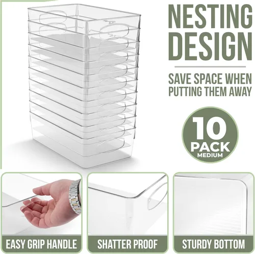 Vista 2 de Sorbus Juego de 10 Contenedores de Plástico Transparente Medianos – Contenedores Transparentes para Organizar, Organizadores de Refrigerador