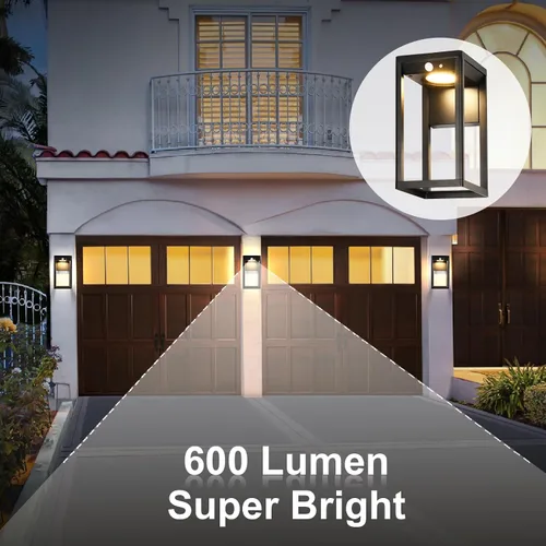 Vista 5 de Luz Solar de Pared para Exteriores con Sensor de Movimiento - Luces de Aplique Solar de Aluminio de 600 Lúmenes para Exteriores, Linterna de Pared