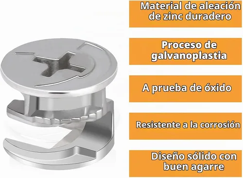 Vista 2 de 20 piezas de sujetadores de cerradura de leva para muebles, 0.591 in x 0.472 in, conectores de tuerca de bloqueo de leva para muebles, accesorios