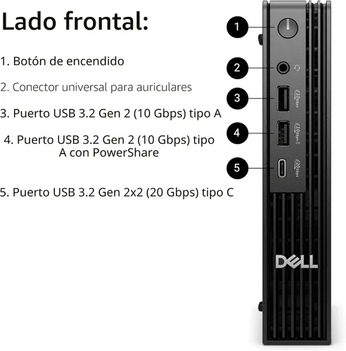 Vista 6 de Dell Pro Micro Plus Mini PC (Próxima Generación OptiPlex 7000 MFF), Computadora de Escritorio de Negocios AI PC, Intel 14-Core Ultra 5 235T