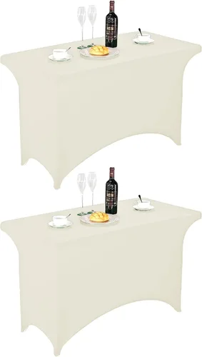 Vista 143 de FORLIFE - Funda de mesa de elastano, mantel ajustado de 4 pies para mesas rectangulares, funda elástica para patio, universal para bodas, banquetes