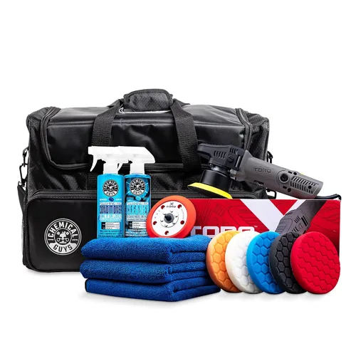 Vista 9 de Chemical Guys TORQX - Kit de pulidora orbital aleatoria, almohadillas, pulidores y compuestos, kit de pulido de automóvil seguro para camiones, SUV