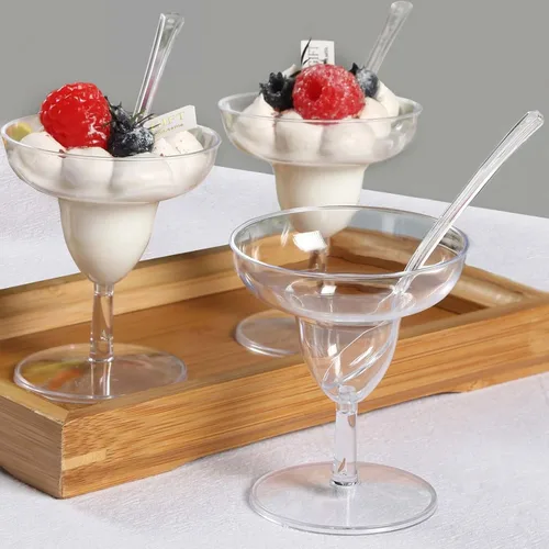 Vista 9 de Efavormart - Paquete de 24 vasos de plástico transparente de 2 onzas con cucharas, tazas de postre estilo cóctel para cócteles de camarones y tipo8