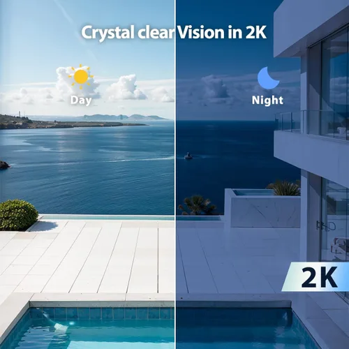Vista 4 de EVERSECU Cámara bala WiFi con cable 2K, lente gran angular de 0.110 in, audio de 2 vías, visión nocturna, alarma de detección de movimiento