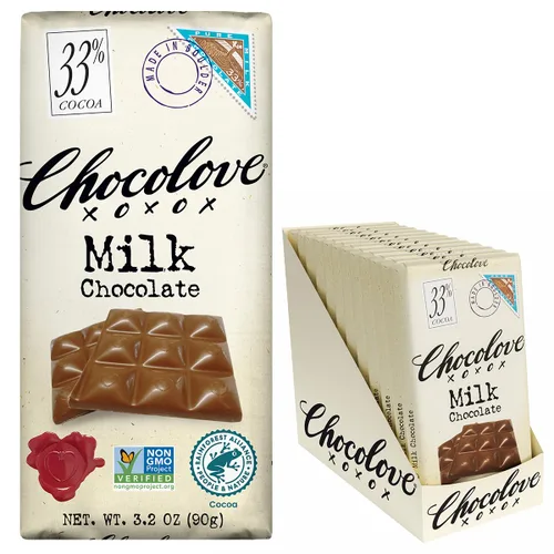Vista 14 de Chocolove XOXO Avellanas en barra de chocolate con leche - Barra de 3.2 oz