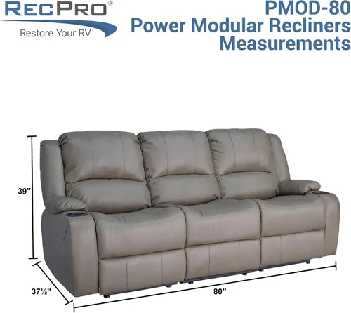 Vista 3 de RecPro Charles Powered - Asiento reclinable de pared para caravana de 80 pulgadas, color avena