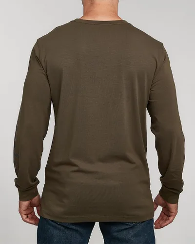 Vista 2 de Venado Camiseta estampada para hombre, camiseta flexible de manga larga, mezcla de algodón suave (ejército, 2XL), Militar