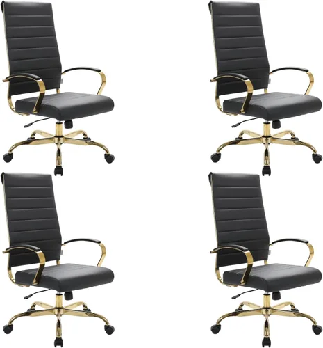 Vista 25 de LeisureMod Silla de oficina moderna de cuero con respaldo alto, silla de escritorio ejecutiva giratoria y ajustable con marco dorado, diseño Blanco