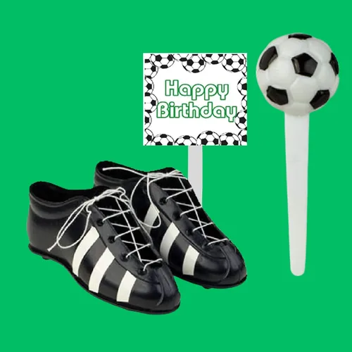 Vista 2 de Pelota de fútbol para fiesta de cumpleaños, decoración de tartas, mini zapatos de fútbol, tacos de fútbol y bandera