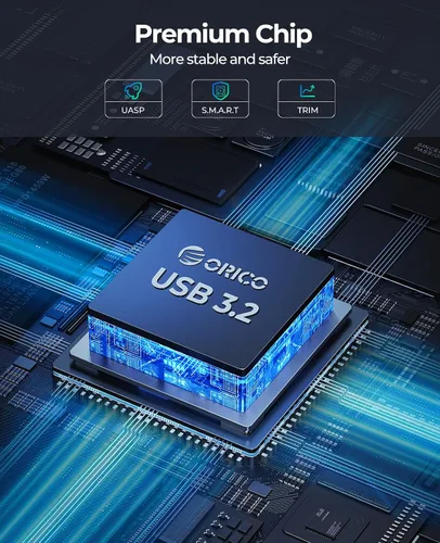 Vista 6 de ORICO Carcasa de Disco Duro USB C de Aluminio para SSD/HDD SATA de 2.5 Pulgadas, Cable USB 3.2 GEN 2 USB C a USB A/C 2 en 1, Soporta macOS Windows