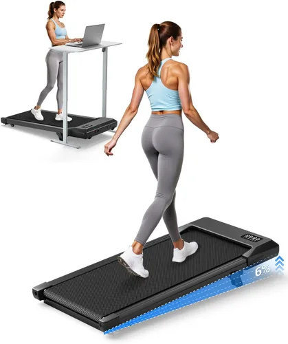 Vista 9 de Superun Under Desk Walking Pad with 6% Incline, 3 in 1 Portable Treadmill Oro rosa profundo