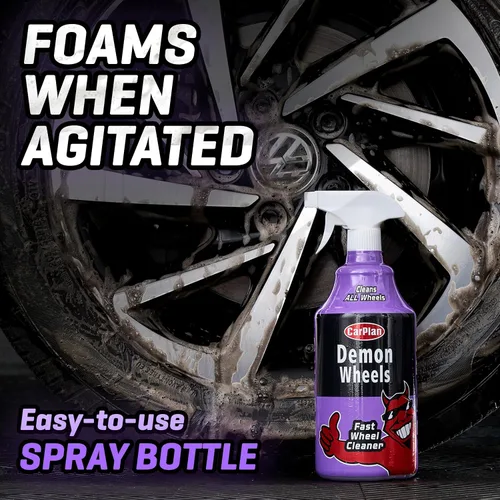 Vista 3 de CarPlan Demon Wheels 1 L (34 fl oz) - Limpiador rápido para ruedas