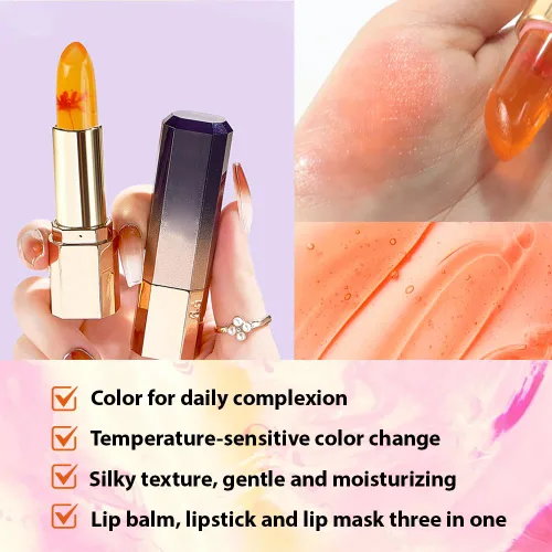 Vista 4 de BINGBRUSH 2 lápices labiales que cambian de color PH – Bálsamo labial de flor de gelatina, tinte labial hidratante activado por temperatura, lápiz