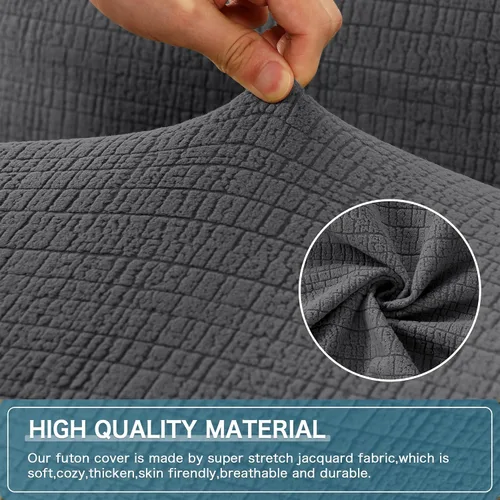 Vista 7 de H.VERSAILTEX Funda 100% impermeable para futón sin brazos, funda de sofá jacquard elástica para futón, funda de sofá impermeable doble, protector