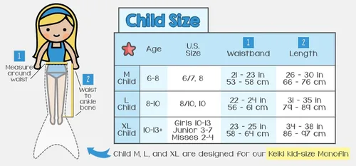 Vista 3 de Cola de sirena para nadar (sin monoaleta) con protección de punta MER-Shield, tamaños para niños