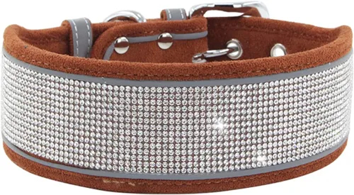 Vista 6 de Serijoars Collar de perro con diamantes de imitación, deslumbrante, suave, cómodo, reflectante, collar para perro grande, collar de diamantes