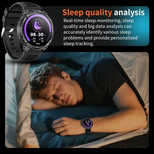 Vista 13 de Relojes inteligentes múltiples modos deportivos para hombres con linterna, reloj inteligente para Android y iPhone, pantalla táctil HD de 1.7 Negro