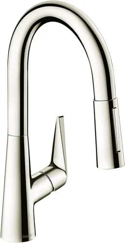 Vista 14 de hansgrohe Talis S 72813341 - Grifo de cocina de arco alto, grifo para fregadero de cocina, cabezal rociador de acoplamiento magnético, cromo negro