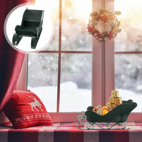 Vista 2 de BESTOYARD Mini trineo decorativo de trineo de Navidad, centro de mesa, cuenco de centro de mesa, bandeja de dulces de Navidad, plato clásico, cesta