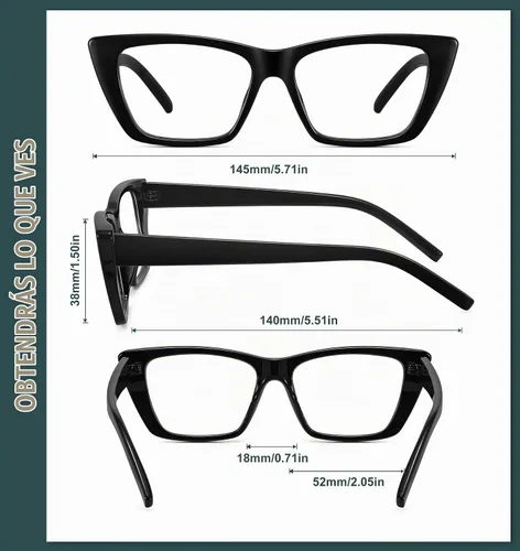 Vista 5 de WOWSUN Narrow Small Vintage Cat Eye Frames Eyeglasses for Women Retro Blue Light Blocking Computer Glasses