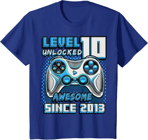 Vista 48 de Level 10 Unlocked Awesome 2013 Video Game 10th Birthday Boy T-Shirt, Negro