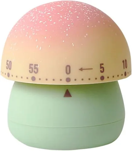 Vista 8 de Temporizador de cocina mecánico de 60 minutos para niños, lindo temporizador de cocción de hongos (beige)