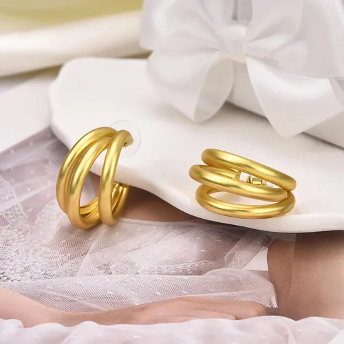 Vista 6 de JIAYIQI Aretes de aro gruesos de oro para mujer, plata de ley 925, hipoalergénicos, chapados en oro, ligeros, abiertos, joyería de moda para regalo