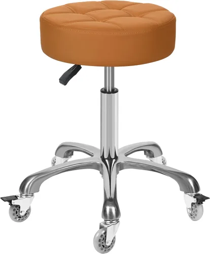 Vista 13 de Taburete ajustable resistente – Taburetes con ruedas giratorias de bloqueo – Taburetes giratorios sin respaldo para belleza, peluquería, spa, hogar