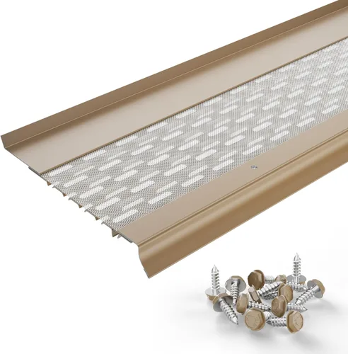 Vista 17 de Micromesh 5 pulgadas Gutter Guards Leaf Protection, 1 Pies Paquete de muestra Bronce oscuro, Malla de acero inoxidable, Cubiertas de canalón