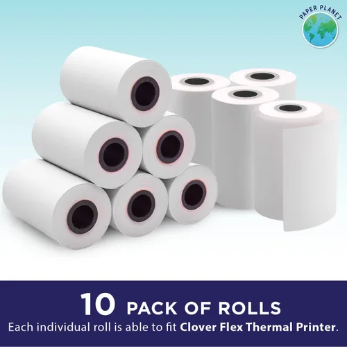 Vista 2 de PaperPlanet Papel térmico para recibos para Clover Flex Compatible con modelos Clover POS C400 C401 C403 C405 C406 10 rollos