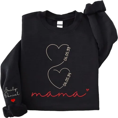 Vista 17 de NAZENTI Personalized Flower Sweatshirt for Women, Embroidered Grandma Gift G08.