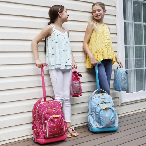 Vista 2 de J World Lollipop Kids Juego de Mochila Rodante y Bolsa de Almuerzo para Escuela Primaria. Maleta de Mano con Ruedas, Tamaño único
