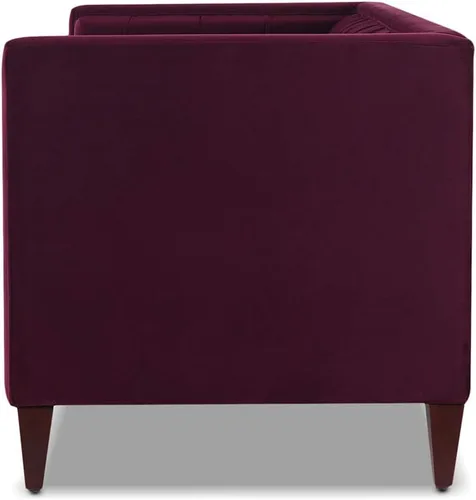 Vista 5 de Jennifer Taylor Home Kinsley - Moderno sofá copetudo esmoquin de 84 pulgadas, terciopelo burdeos
