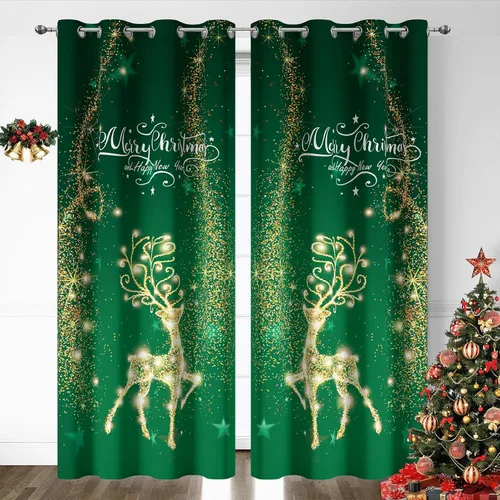 Vista 16 de Cortinas rojas de Navidad para sala de estar, juego de 2 paneles, cortinas de ventana de terciopelo rojo de 63 pulgadas de largo, cortinas