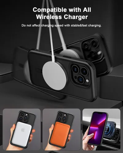 Vista 2 de Mobnano Funda para iPhone 13 Pro, compatible con MagSafe, funda transparente con anillo magnético, diseño multicolor protector a prueba de golpes