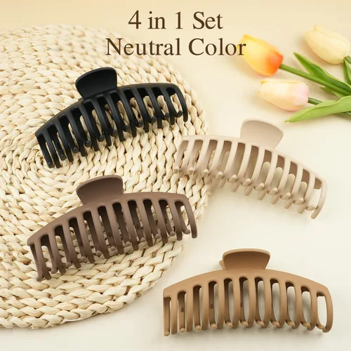 Vista 7 de MAORULU Pinzas para el cabello con garra mate extra grandes para cabello grueso, 5.25 pulgadas, para mujeres y niñas, paquete de 4