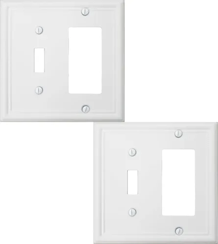 Vista 12 de OKAWYC Cubierta Individual de Interruptor de Luz en Blanco Luca Placa de Pared de Metal, Paquete de 4 Blanco 1 Gang, Cubierta de Interruptor de Luz