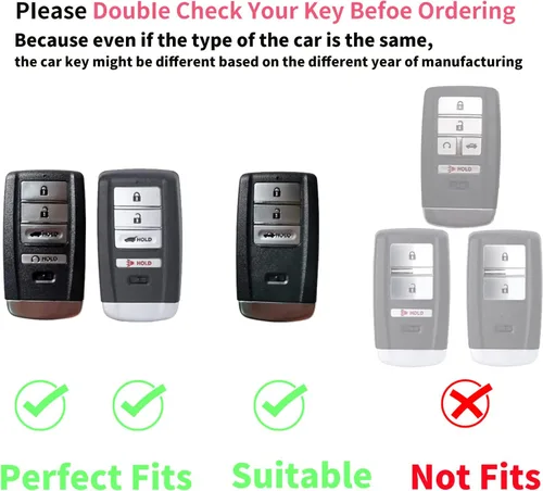 Vista 2 de Funda para llavero Acura, TPU suave de 360 grados, protección para Acura CDX NSX RDX RLX TLX TLX TLX-L Smart Remote Premium Car Key Fob, Negro