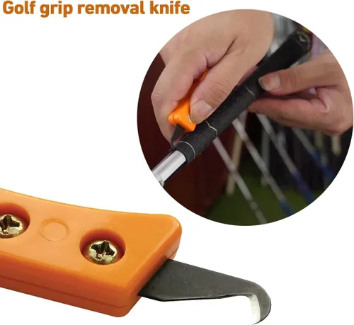 Vista 5 de Headley Tools Cuchillo utilitario de hoja de gancho, herramienta de extracción de agarre de golf con cuchillas para regriptar palos de golf