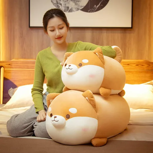 Vista 3 de Lindos y suaves animales de peluche para perros Shiba Inu, juguetes de peluche para perros Shiba Inu, almohada de peluche para perros Shiba Inu