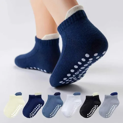 Vista 20 de Calcetines tobilleros antideslizantes para bebé, paquete de 12 para niños y niñas, calcetines de algodón para bebés Animal1