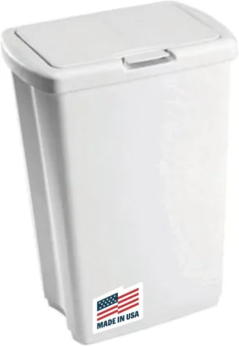 Vista 6 de Rubbermaid Bote de Basura con Tapa de Resorte de 13 Galones Gris de Plástico para Hogar/Cocina/Oficina/Garaje