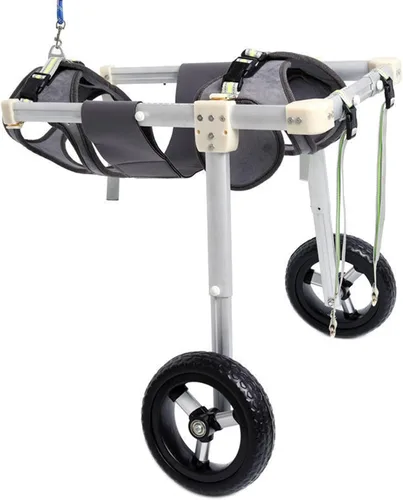 Vista 8 de Silla de ruedas para perros para patas traseras, rehabilitación ajustable, 2 ruedas, carrito de perros, silla de ruedas para perros con patas