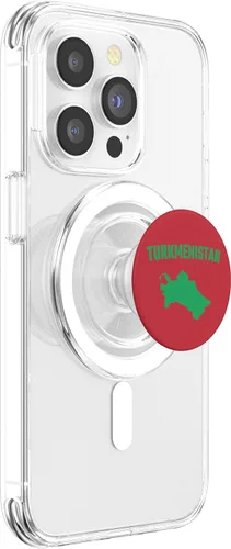 Vista 3 de Isolated green silhouette of a map of Turkmenistan PopSockets MagSafe PopGrip for iPhone