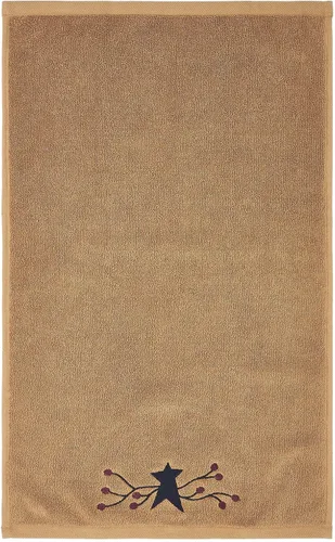Vista 2 de VHC Brands Juego de 2 toallas de mano de algodón bordadas para baño, cocina, pip Vinestar Collection Rectángulo 16x26 Primitive Star Natural